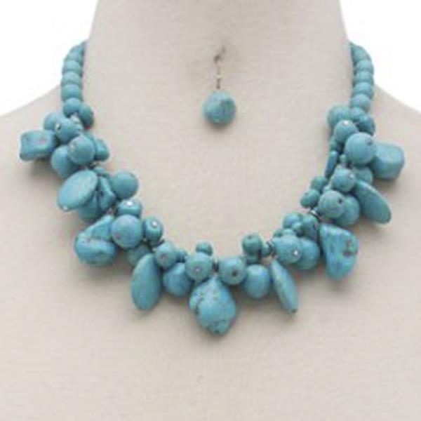 TQ STONE CHUNKY NECKLACE EARRING SET