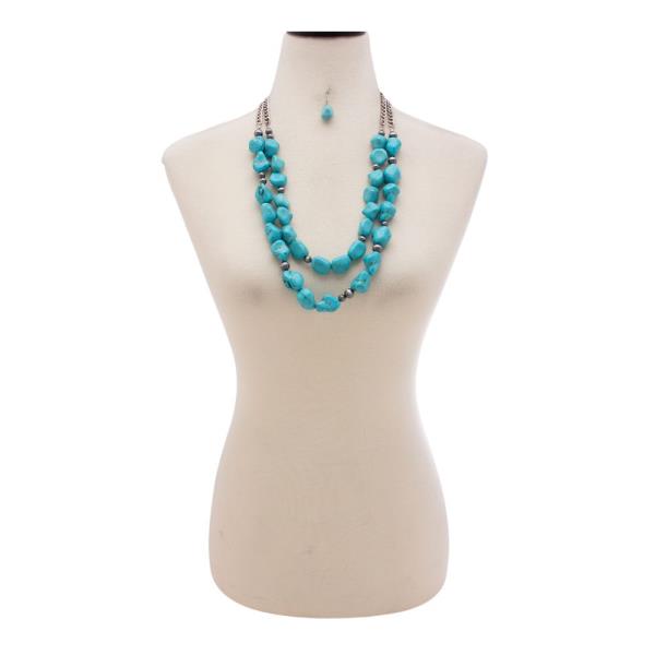 TQ STONE CHUNKY NECKLACE EARRING SET