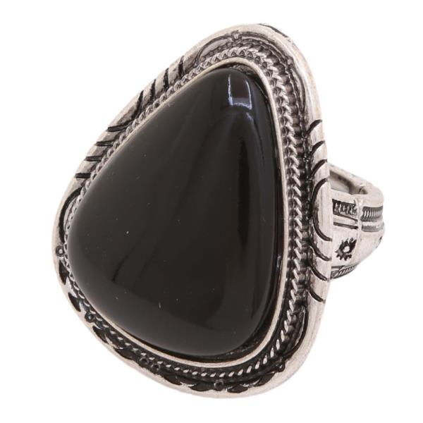 WESTERN STYLE STONE WIDE RING