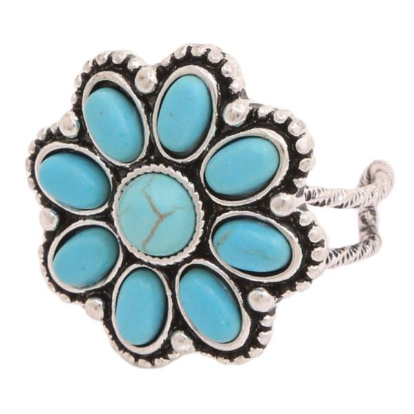 WESTERN STYLE STONE WIDE RING