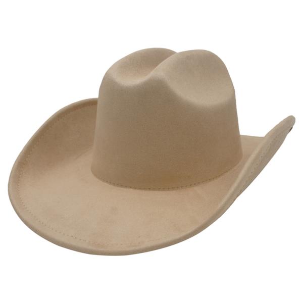 BANDLESS FAUX SUEDE COWBOY HAT