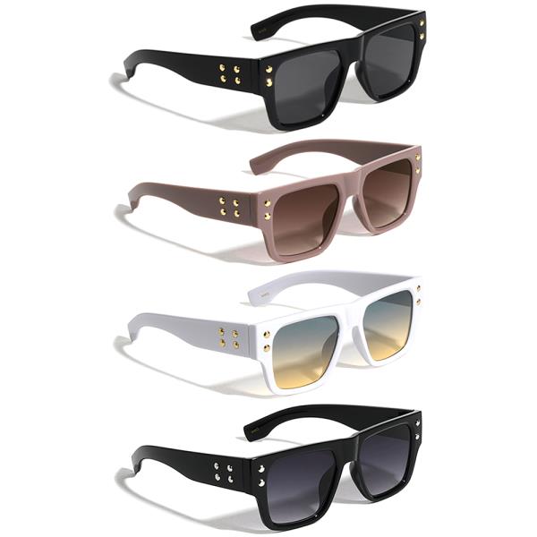 HEXAGON RIVETTED CLASSIC SQUARE SUNGLASSES 1DZ