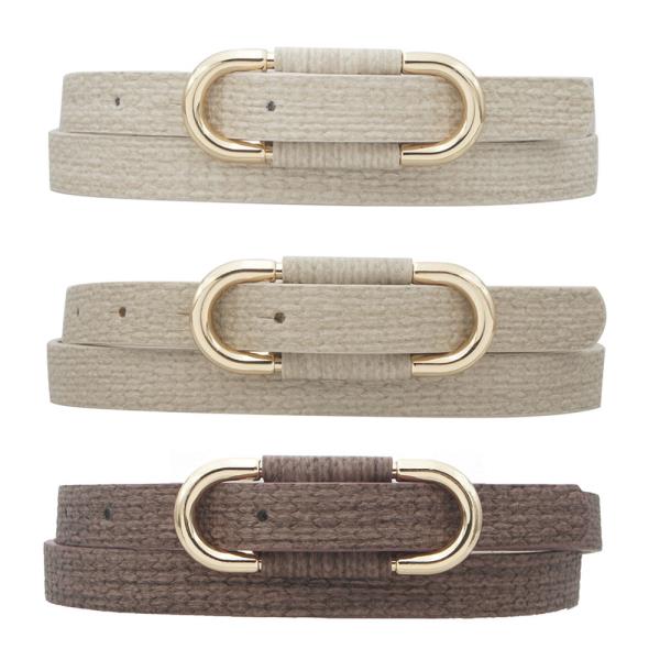 LOOP ACCENT OVAL BUCKLE SKINNY TRIO WEAVE BELT