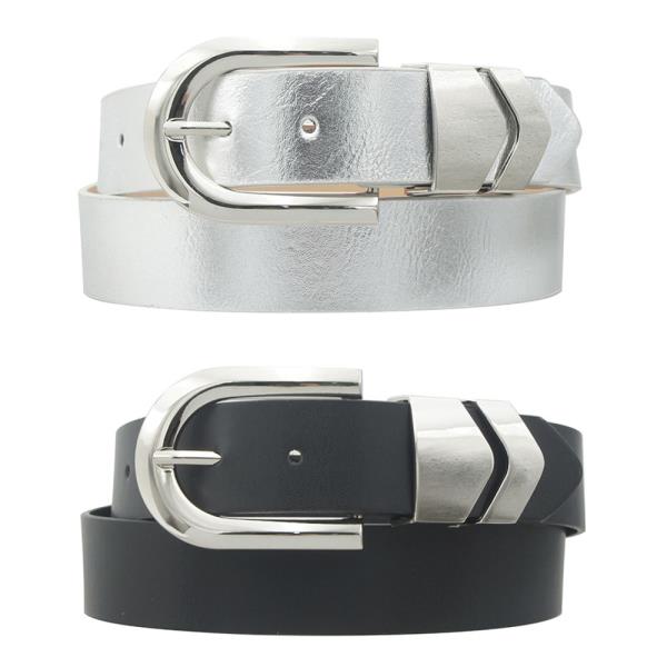 CHEVERON LOOP U BUCKLE SKINNY DUO BELT