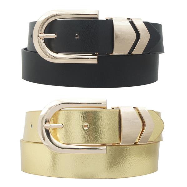 CHEVERON LOOP U BUCKLE SKINNY DUO BELT