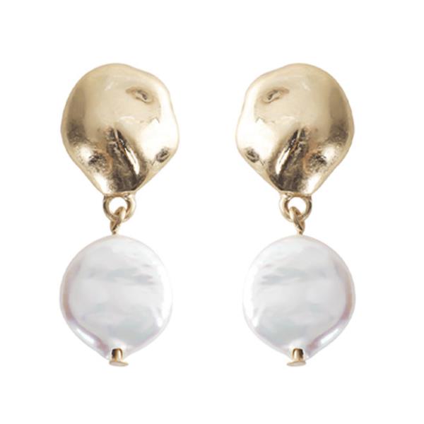 FRESHWATER COIN PEARL EARRING