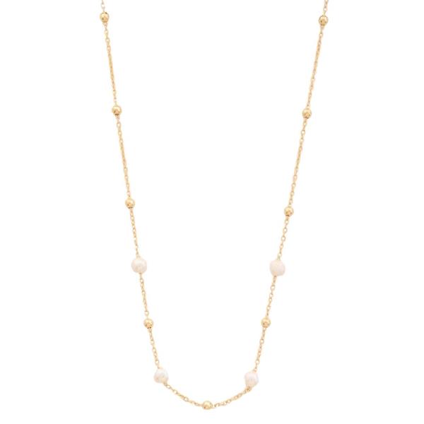 SODAJO BALL PEARL BEAD METAL GOLD DIPPED NECKLACE