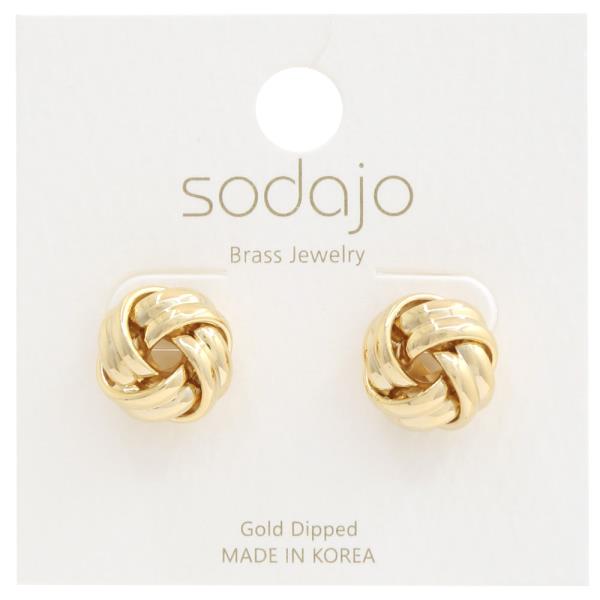 SODAJO KNOT GOLD DIPPED STUD EARRING