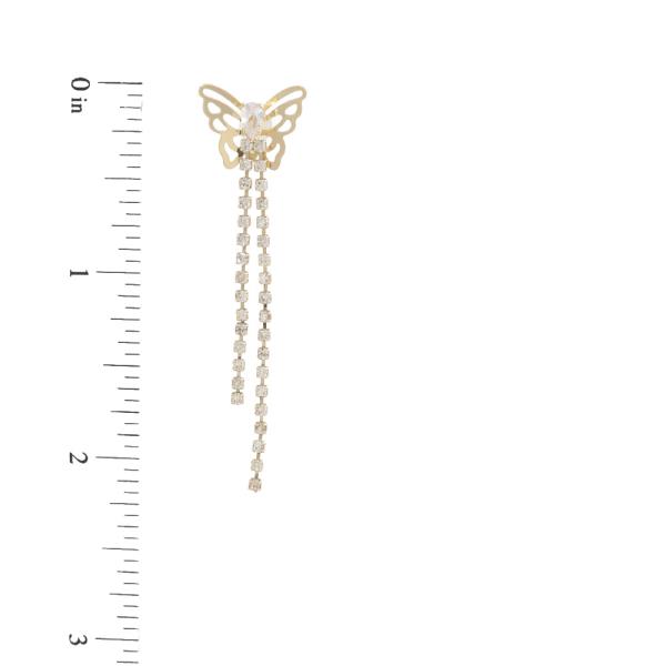 SODAJO BUTTERFLU RHINESTONE STRAND GOLD DIPPED EARRING