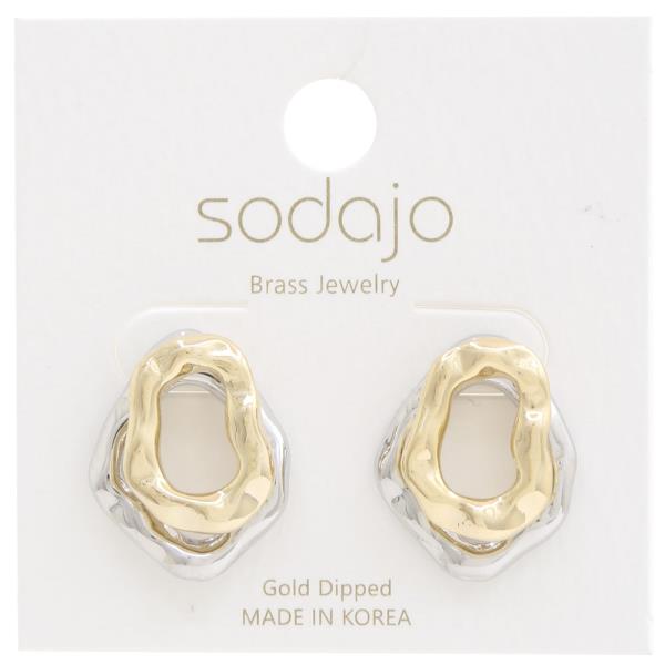 SODAJO HAMMERED METAL OVAL GOLD DIPPED EARRING