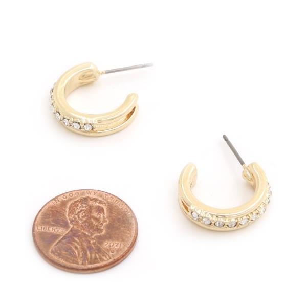 SODAJO RHINESTONE OPEN HOOP GOLD DIPPED EARRING