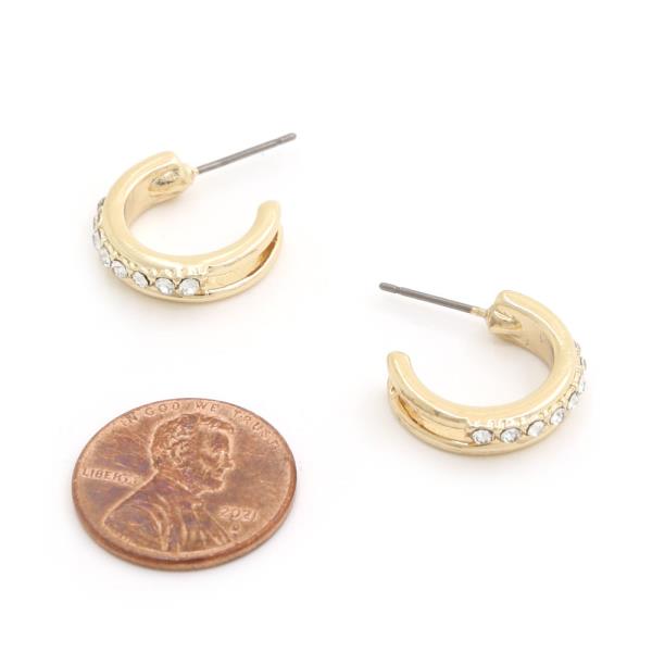 SODAJO RHINESTONE EDGE OPEN HOOP GOLD DIPPED EARRING