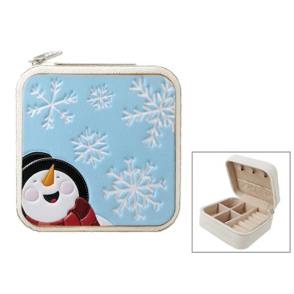 SNOWMAN CHRISTMAS TOOLED LEATHER JEWELRY BOX