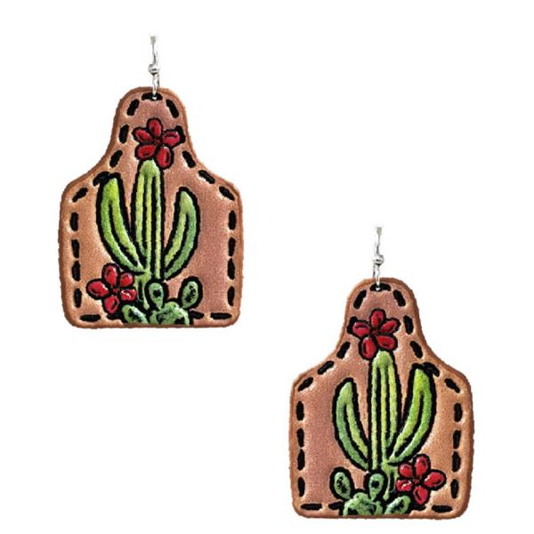 CACTUS WESTERN TOOLED LEATHER EARRING