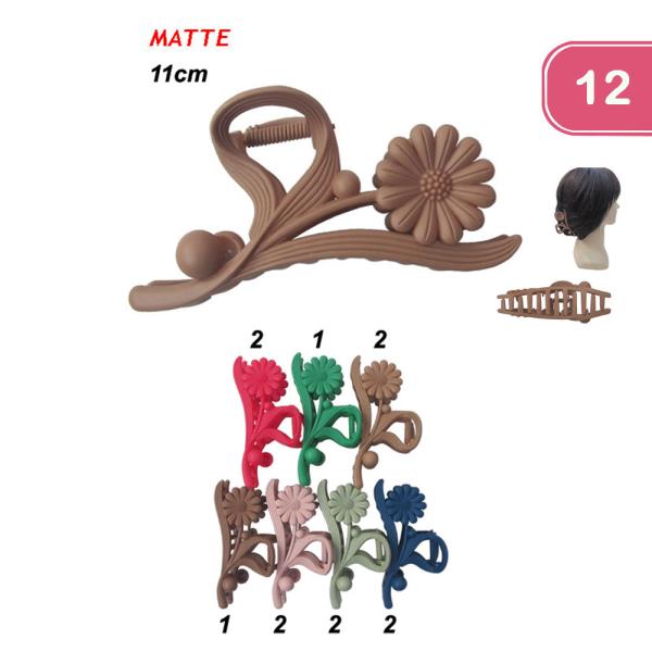 MATTE FLOWER HAIR CLIP (12 UNITS)