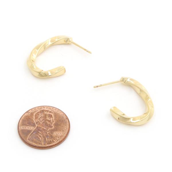 14K GOLD DIPPED TWISTED OPEN OVAL HYPOALLERGENIC EARRING