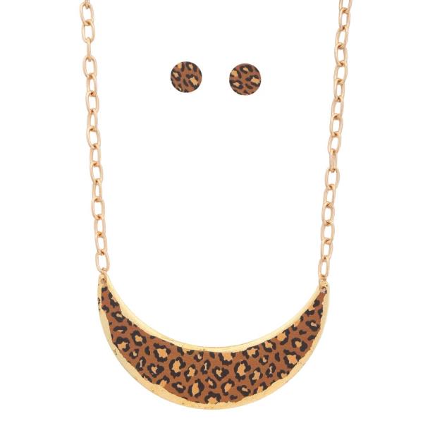 CURVE METAL ANIMAL PRINT OVAL LINK METAL NECKLACE