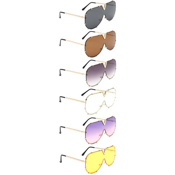 OVERSIZED LUXURY V ROUNDED SUNGLASSES 1DZ