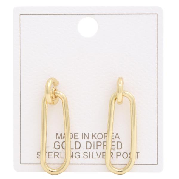 LONG OVAL METAL GOLD DIPPED EARRING