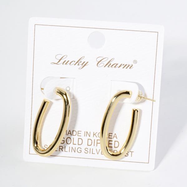 GOLD DIPPED METAL OVAL HOOP EARRING