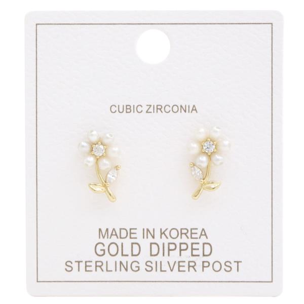 FLOWER PEARL BEAD GOLD DIPPED EARRING