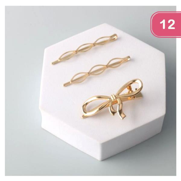 METAL BOW LOOP BOBBY PIN SET (12 UNITS)