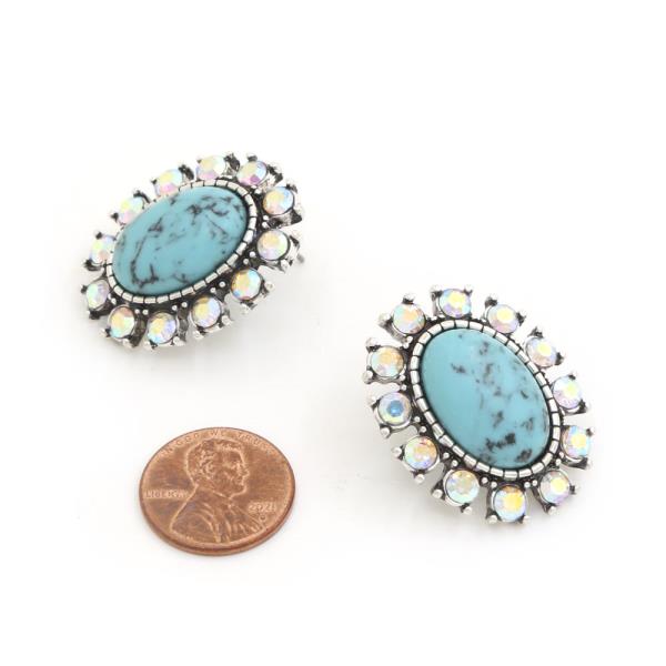 WESTERN OVAL TURQUOISE BEAD EARRING