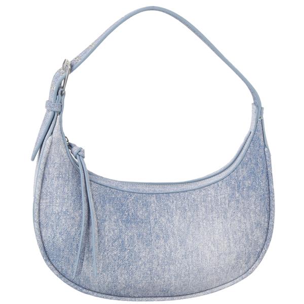 DENIM CURVED SHOULDER BAG