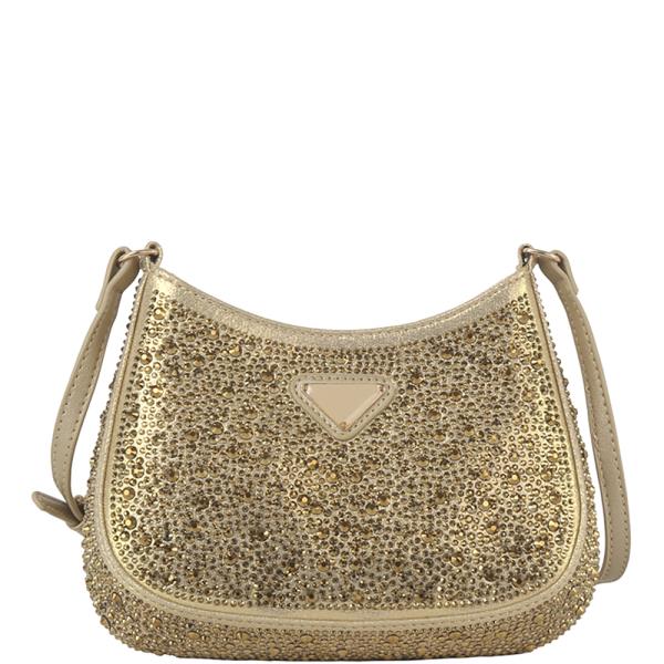 RHINESTONE FRONT CURVE CROSSBODY BAG