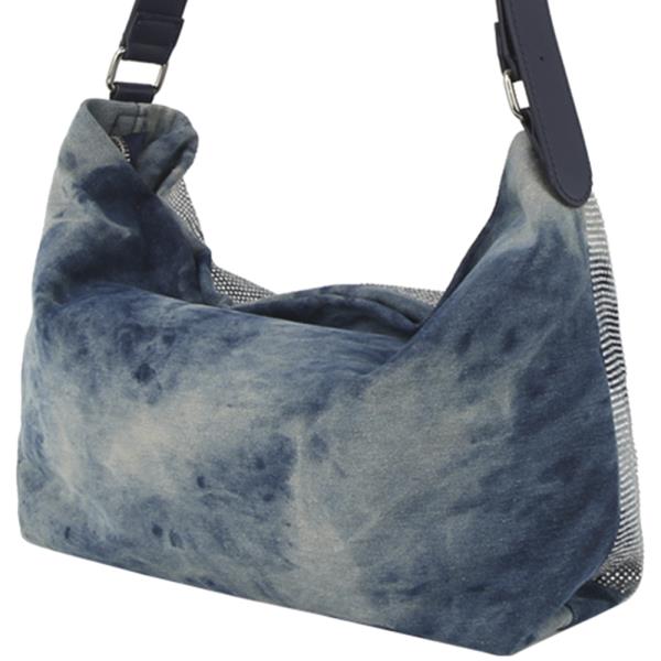 RHINESTONE FRONT DENIM HOBO BAG