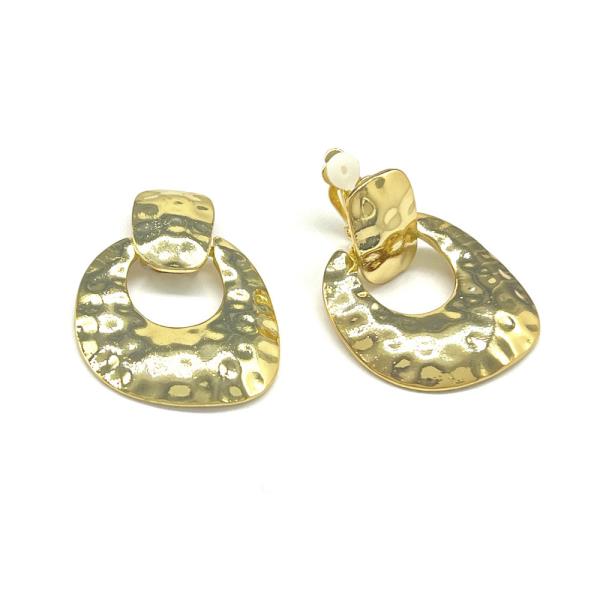 ROUND GOLD PLATED CLIP -ON EARRING