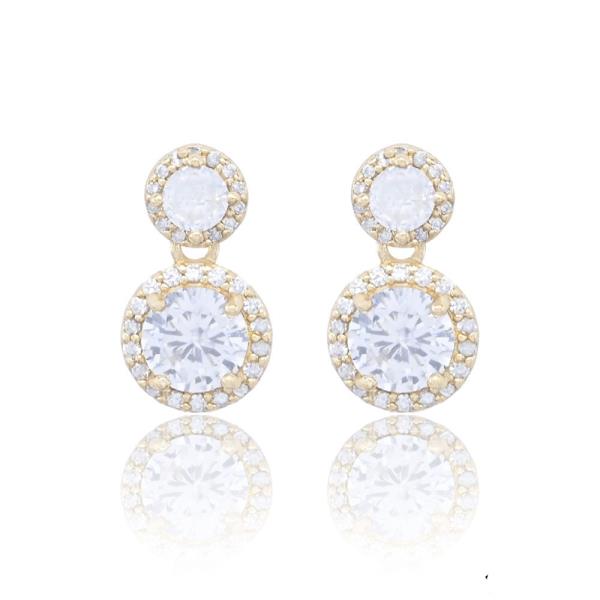 TWO TIERED ROUND CZ EARRING