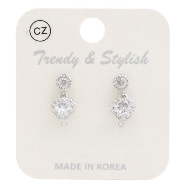 HEART CZ DANGLE EARRING