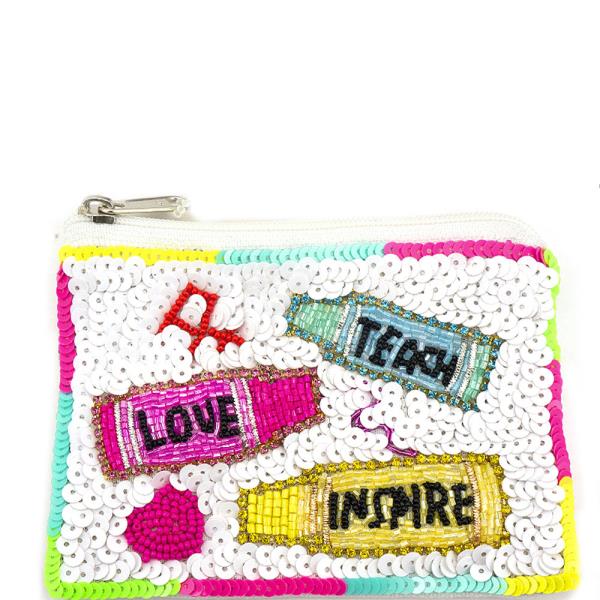 TEACHER LOVE INSPIRE MINI COIN PURSE BAG