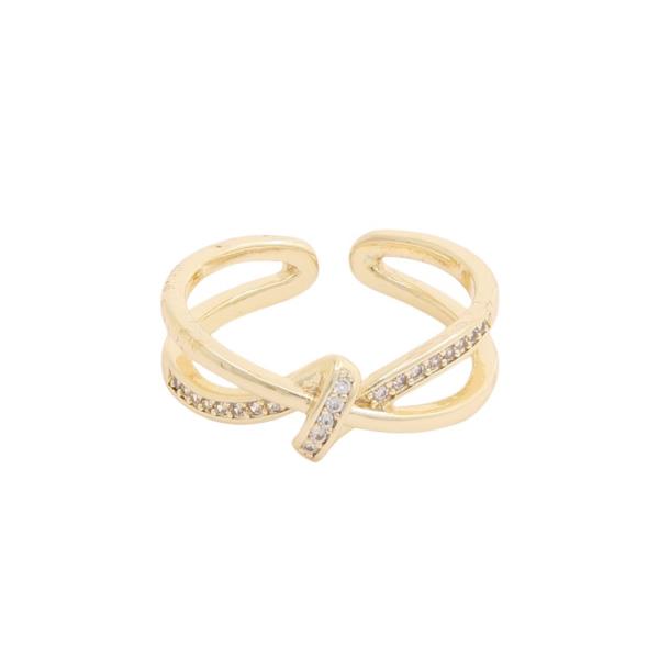 SODAJO CZ GOLD DIPPED KNOT ADJUSTABLE RING