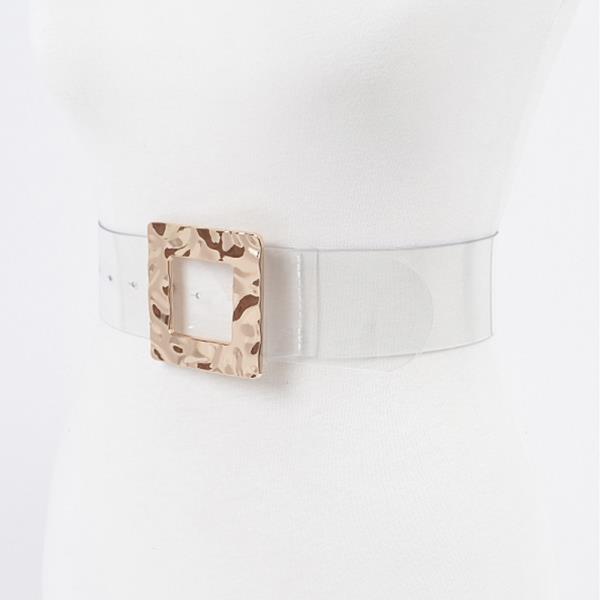 SQUARE METAL BUCKLE CLEAR BELT