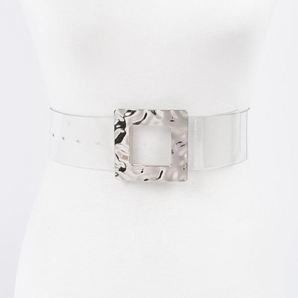 SQUARE METAL BUCKLE CLEAR BELT