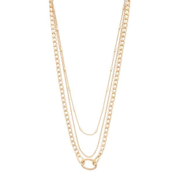 OVAL LINK LAYERED METAL NECKLACE