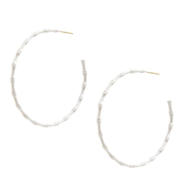 THIN BAMBOO OPEN HOOP METAL EARRING