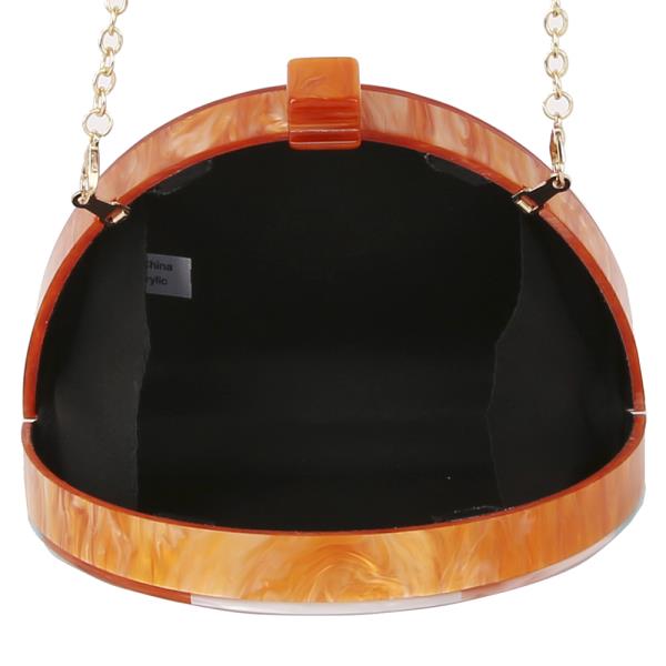 MULTI COLOR HALF MOON SHAPE ACRYLIC CLASP CLUTCH BAG