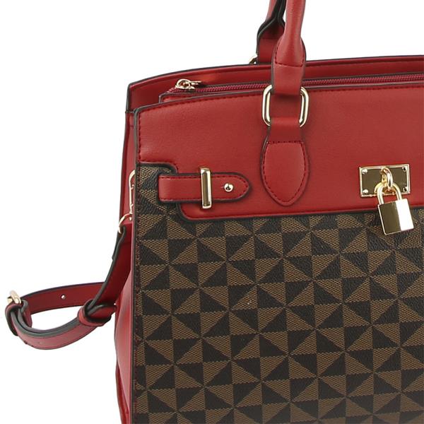 2IN1 MONOGRAM PRINT CLASSIC LOCK TOTE AND WALLET SET