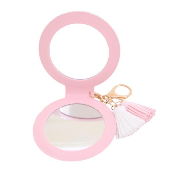 BOW LIPSTICK ROUND MIRROR KEYCHAIN