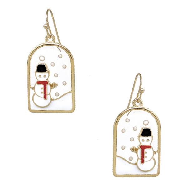 CHRISTMAS EPOXY WINDOW SNOWMAN EARRING