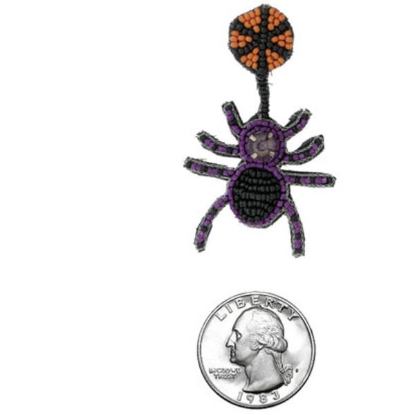 HALLOWEEN SPIDER SEED BEAD EARRING