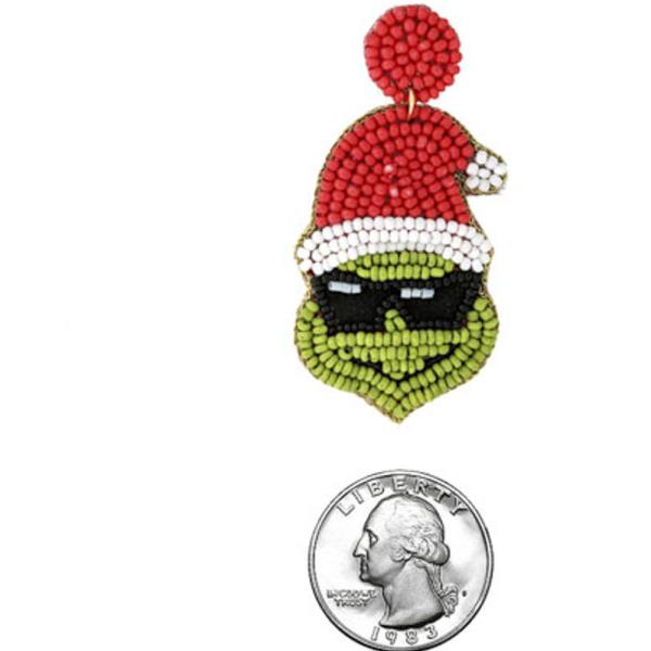 CHRISTMAS GRINCH SEED BEAD POST EARRING