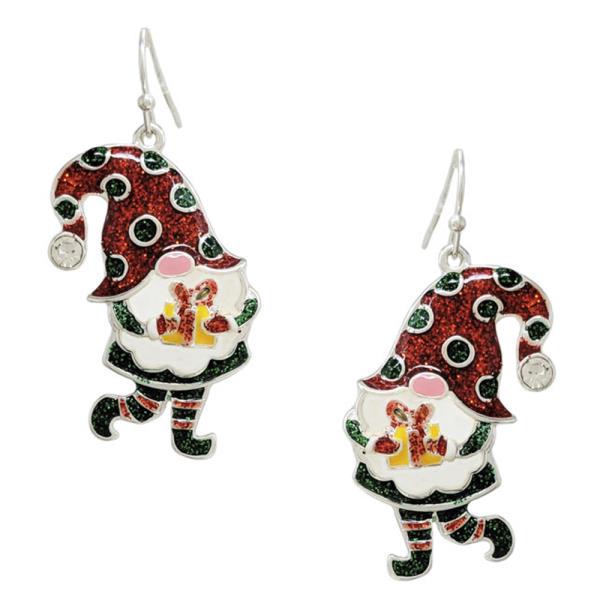 CHRISTMAS GIFT GNOME GLITTER EARRING