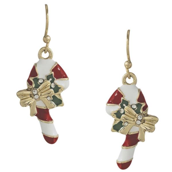 CHRISTMAS CANDY CANE 3D EPOXY EARRING