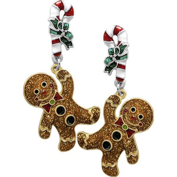 CHRISTMAS EPOXY GINGERBREAD MAN  POST EARRING