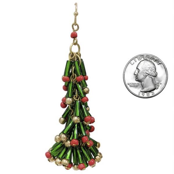 CHRISTMAS TREE SEED BEAD EARRING