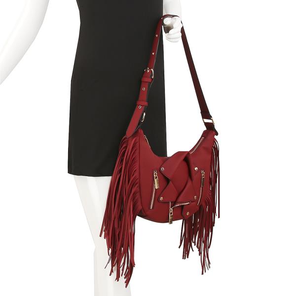 STYLISH JACKET FRINGE SHOULDER BAG